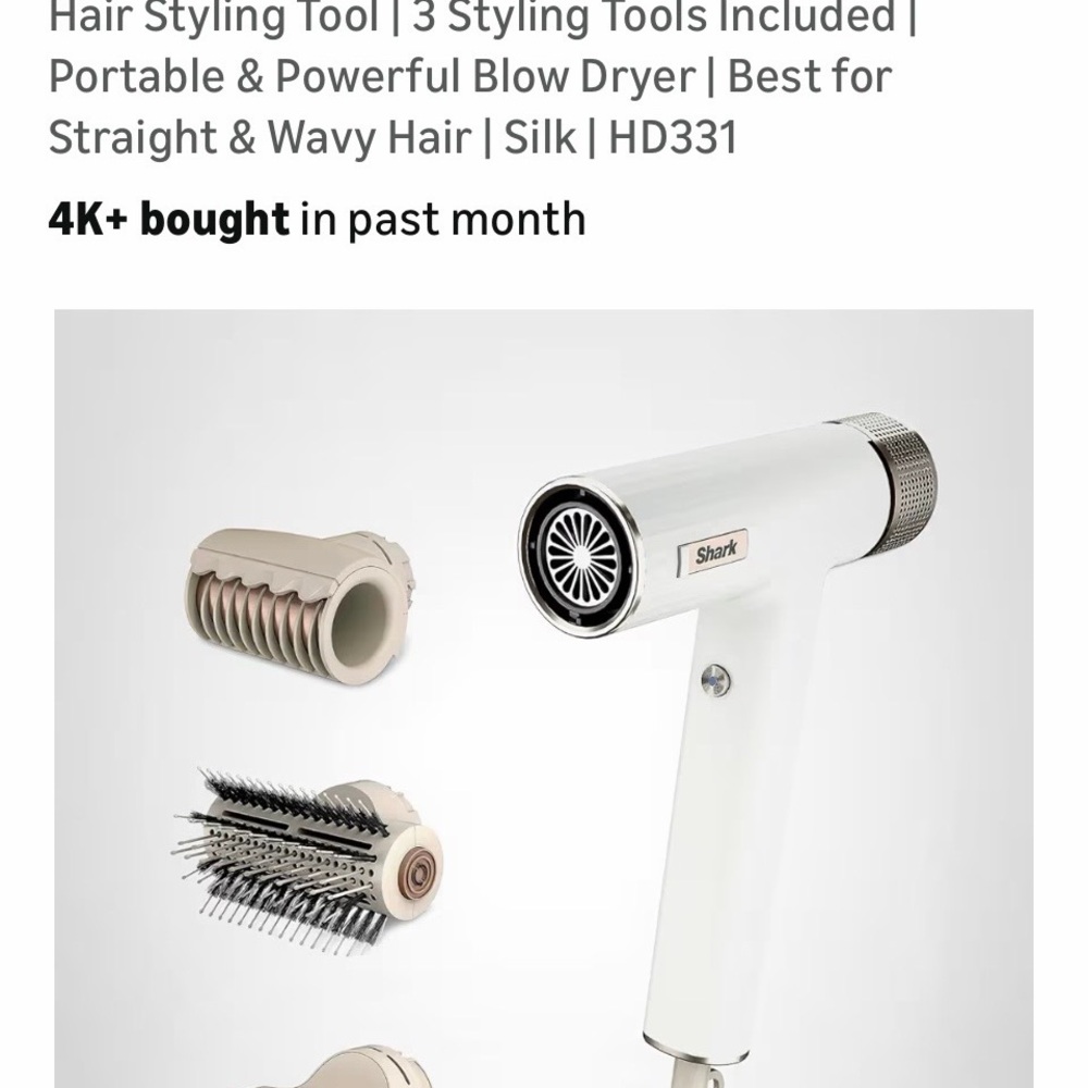 Shark White Multi-Function Hair Styler with Diffuser & Brush Attachments - Picture 2 of 2